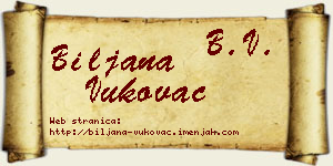 Biljana Vukovac vizit kartica